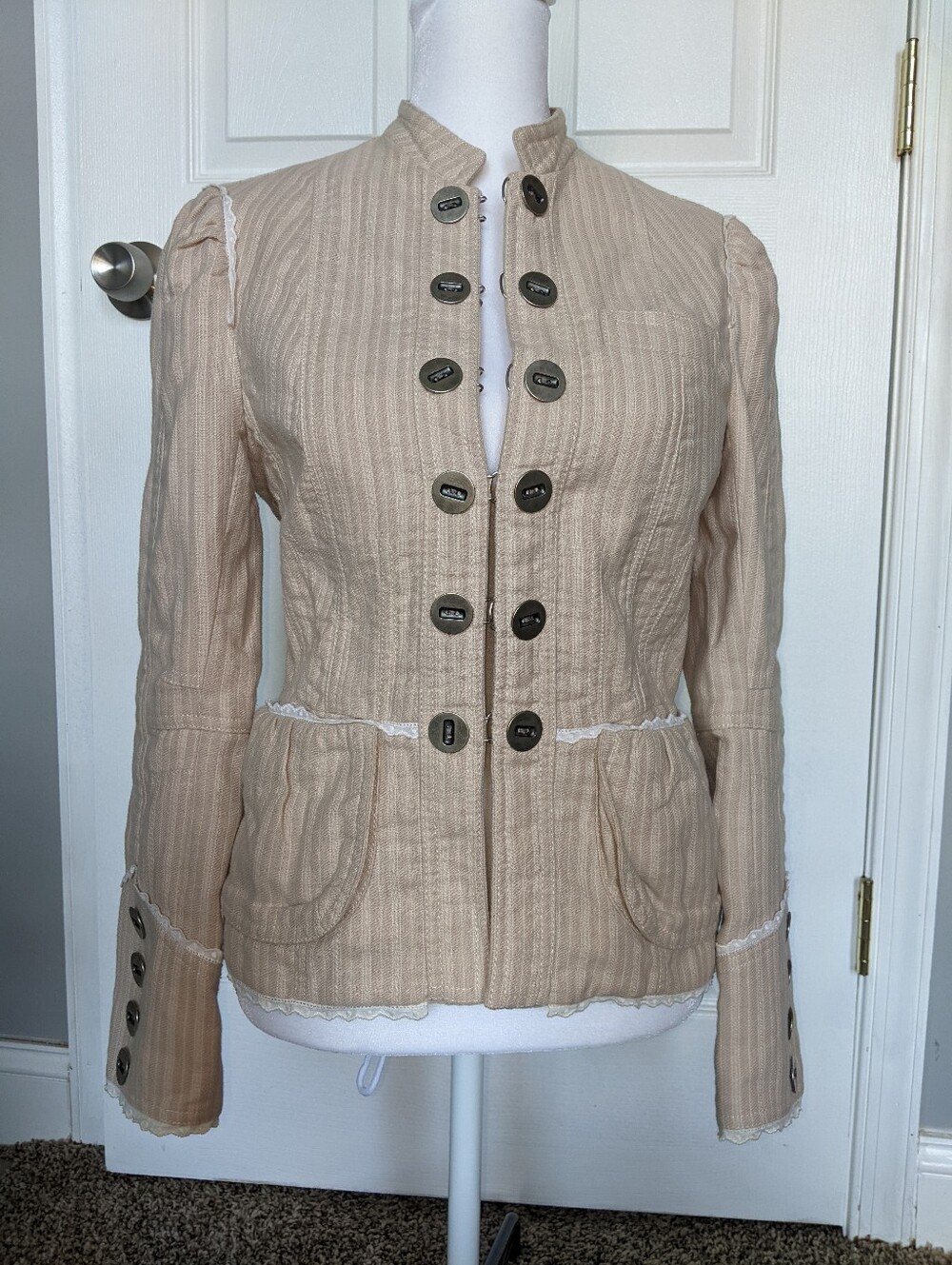 Marc Jacobs Cream Military Style Jacket 6 (XS)